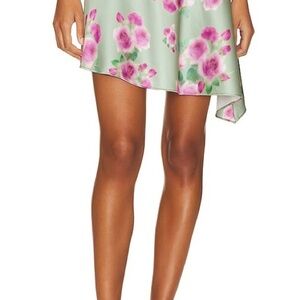 NWT Weworewhat Floral Green and Pink Women's Asymmetrical Skirt size 00​​